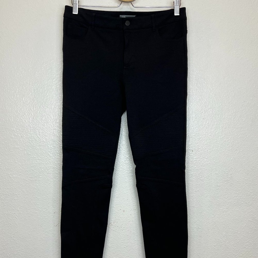 Vince Womens Moto Skinny‎ Ponte Black Pants Size 10